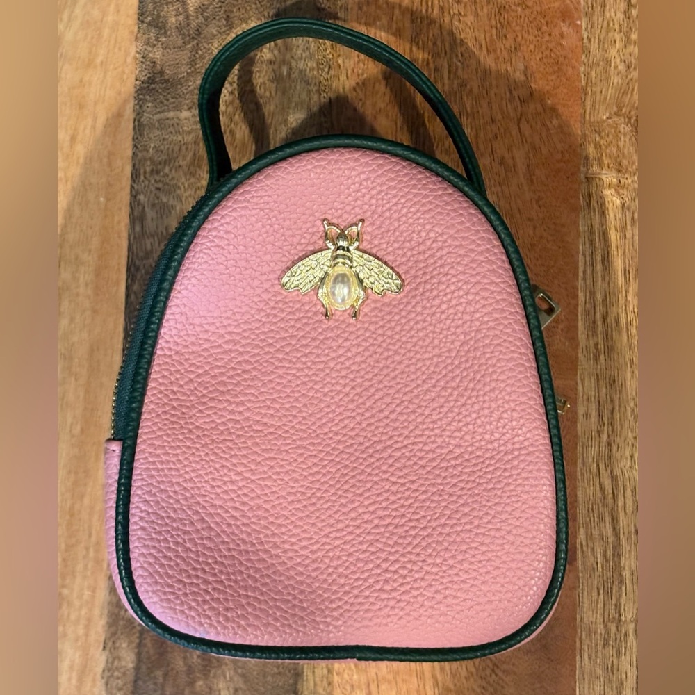 Strapless pink/green jeweled mini backpack bag - Picture 2 of 5